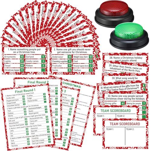 Vinsot 50 Pcs Christmas Friendly Feud Game with Answer Buzzer Chr...