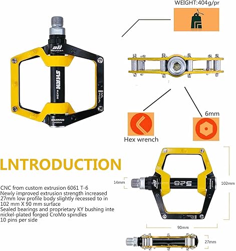 Miniatura 7 de shanmashi Pedales de bicicleta - Pedales de bicicleta de aleación de aluminio - Pedales de bicicleta de montaña con pernos antideslizantes