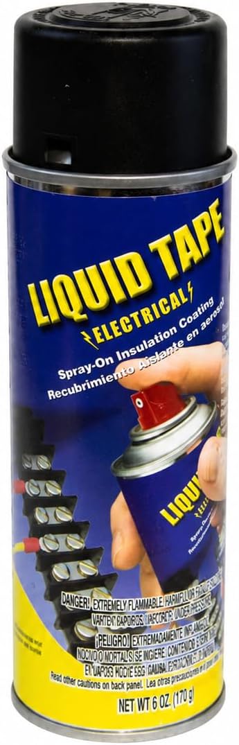 Plasti Dip Liquid Tape Electrical Spray, 6 oz Aerosol Can, Spray-On Insulation Coating, Flexible Protective Rubber Coating for Wires, Terminals, Connections, Auto, Marine, Home & DIY Repairs