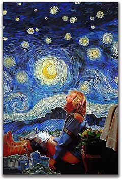 Dumb and Dumber Bathroom Funny Movie Poster-van Gogh Starry Night Abstract Wall Art Decor-Harry on The Toilet Humor Picture Decoration
