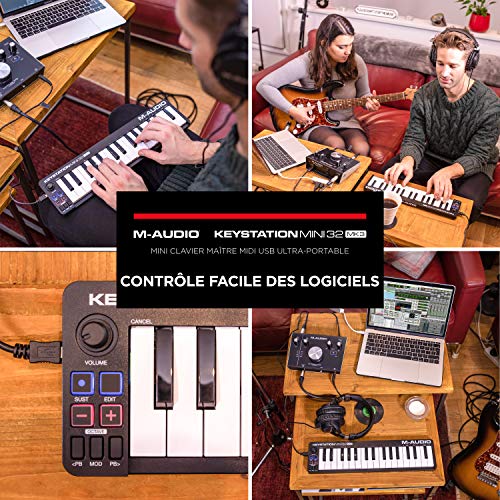 M-Audio Keystation Mini 32 MK3 – Mini Clavier MIDI USB ultra-portable avec 32 mini-touches sensibles à la vélocité et logiciel de procution musicale - Les Beatles, Paul McCartney, John Lennon, RIngo Starr, George Harrison M-Audio Keystation Mini 32 MK3 - Mini Clavier MIDI USB ultra-portable avec 32 mini-touches sensibles à la vélocité et logiciel de procution musicale – Image 7