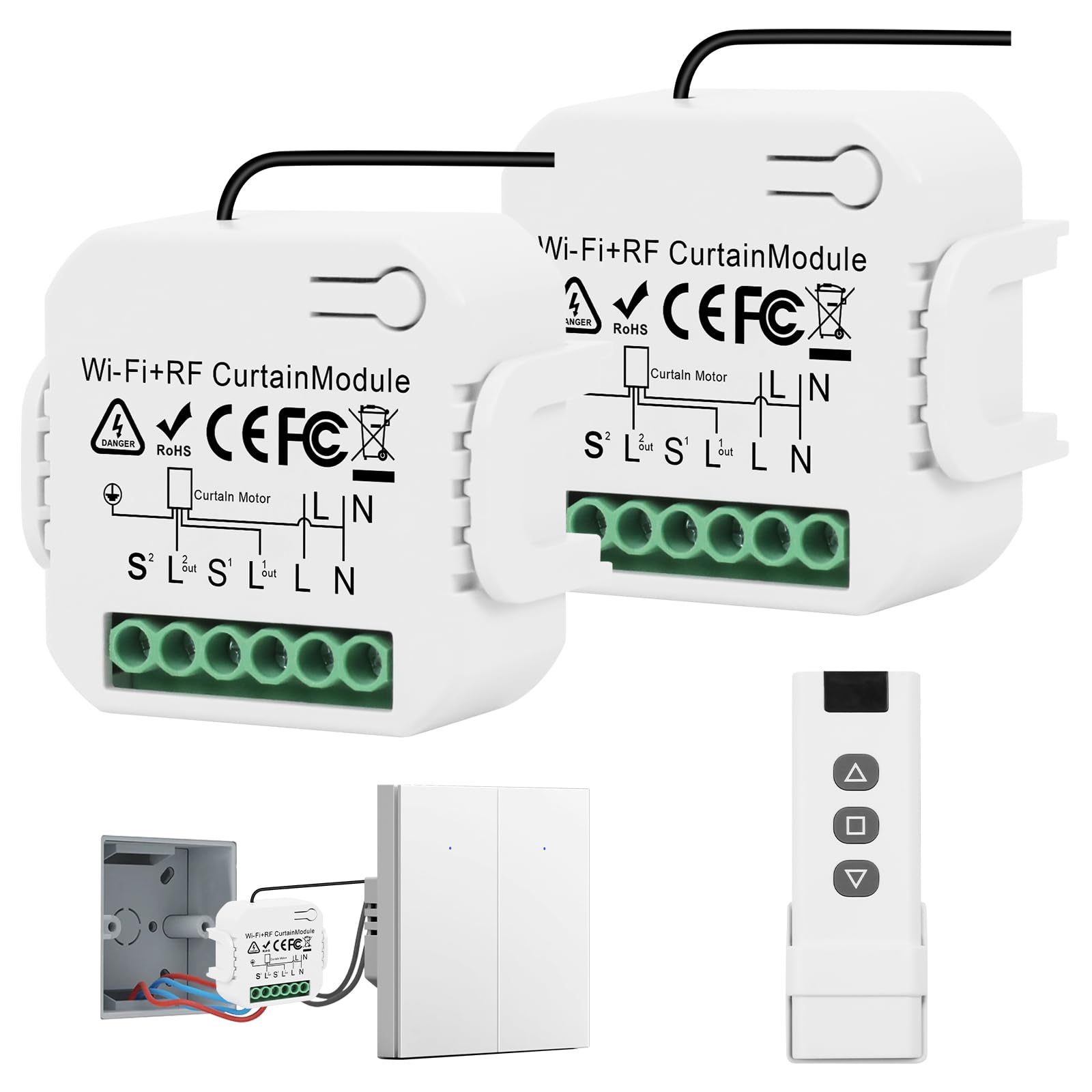 Interrupteur Volet Roulant Connecté, Module Volet Roulant Connecté WiFi+RF