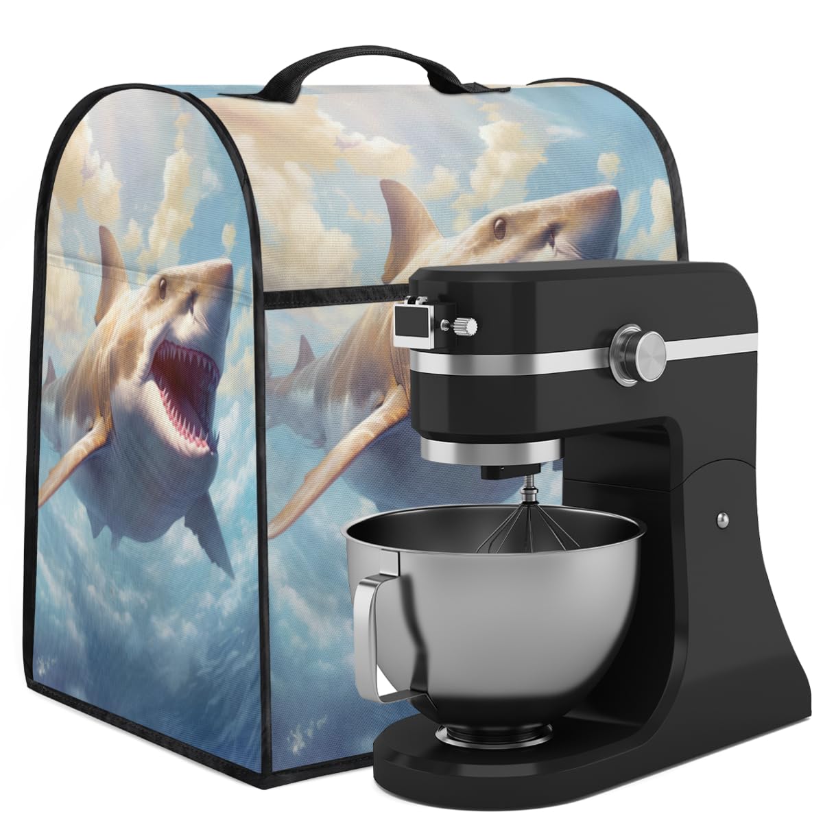 Coffee Maker Cover Shark Ocean Kitchen Appliance Covers Small Appliance Covers Blender Cover Juicer Cover Dust Covers for Kitchen Appliances with Top Handle and Pockets,Washable,B43