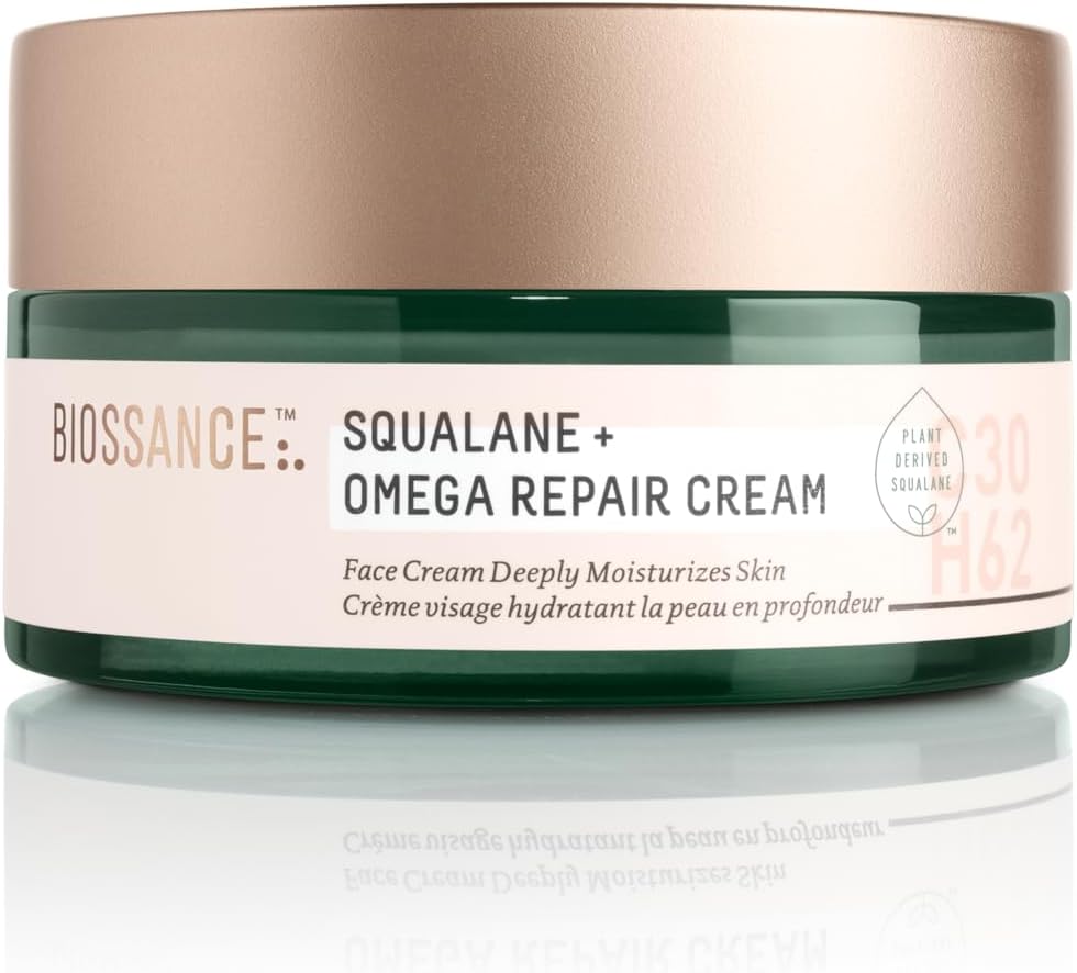 Squalane + Omega Repair Cream - Ultra-Moisturizing Face Cream - Skin Care with Hyaluronic Acid, Ceramides, Squalane - Ideal for Dry & Sensitive Skin, Intense Hydration Moisturizer - 3.38oz