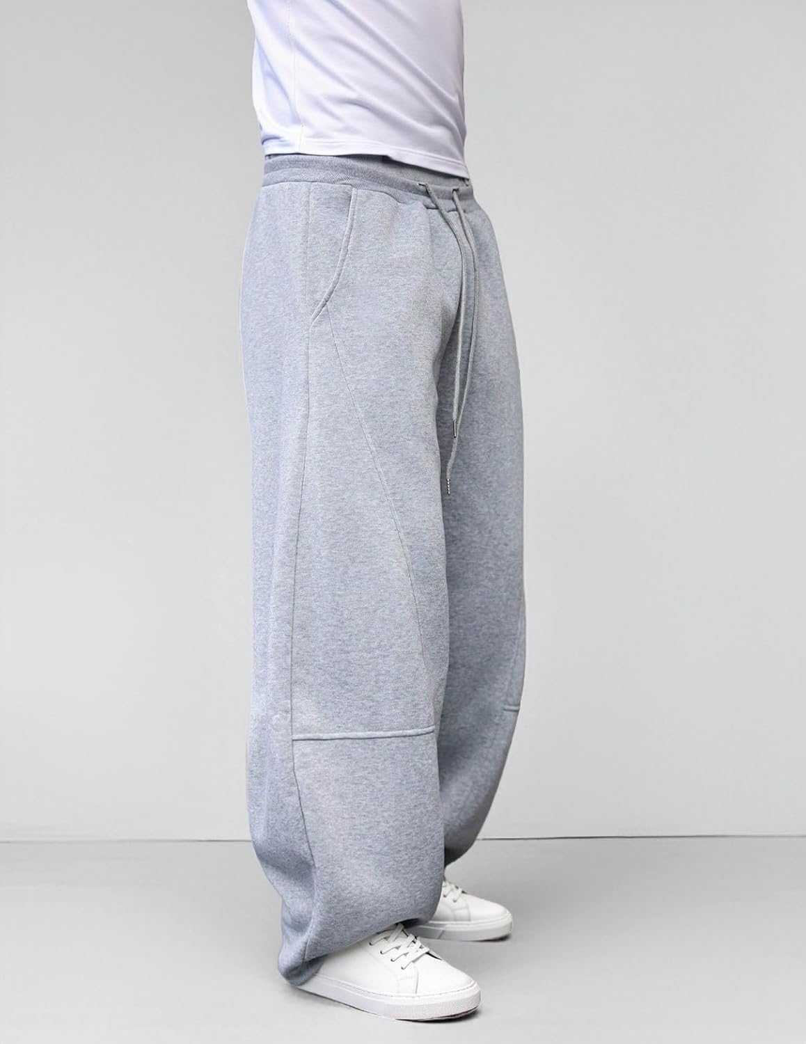 Men’s Baggy Sweatpants Wide Leg with Drawstring Waist, Relaxed Lounge Joggers with Deep Pockets Comfy Fleece - Image 5