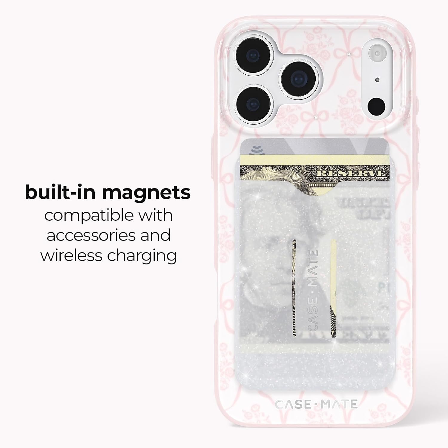 Case-Mate iPhone 17 Pro Max Case [Compatible with MagSafe] - Stylish Bow Phone Case with 12ft Drop Protection - Premium Magnetic Cover for iPhone 17 Pro Max - Ballet Pink Bow