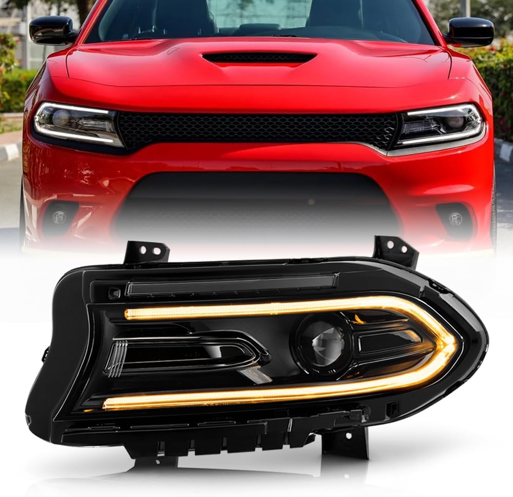 KEEKPO - For 2022-2023 Dodge Charger Halogen Type Factory Switchback LED DRL Projector Headlight Headlamp Diver Side