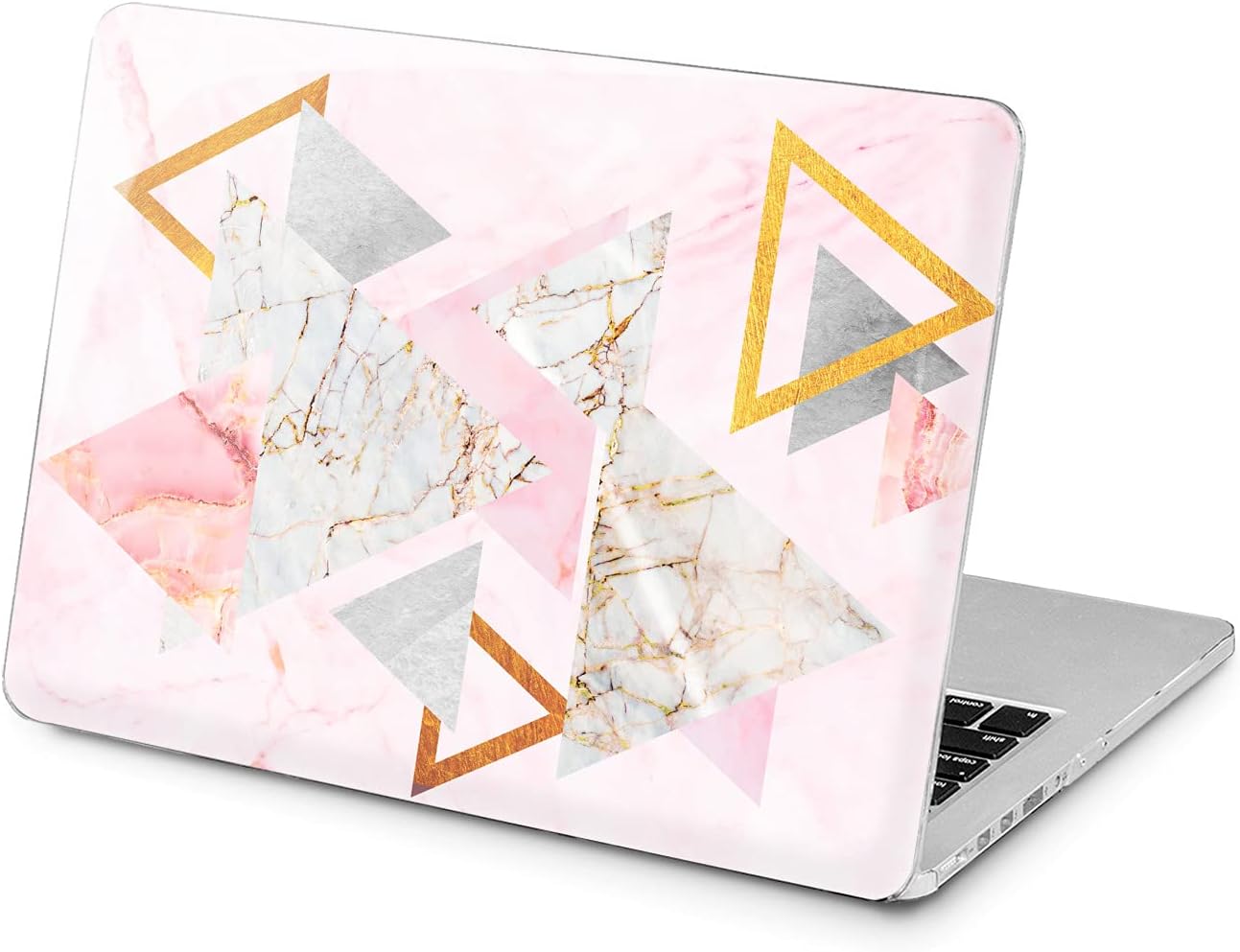 Hard Case Compatible for MacBook Pro 16 14 M3 M2 2023 M1 Pro 13 2022 Air 13 2021 Retina 2020 Mac 11 12 Triangle Pink Texture Trendy Cover Geometric Print Laptop Design Wood Protective Black