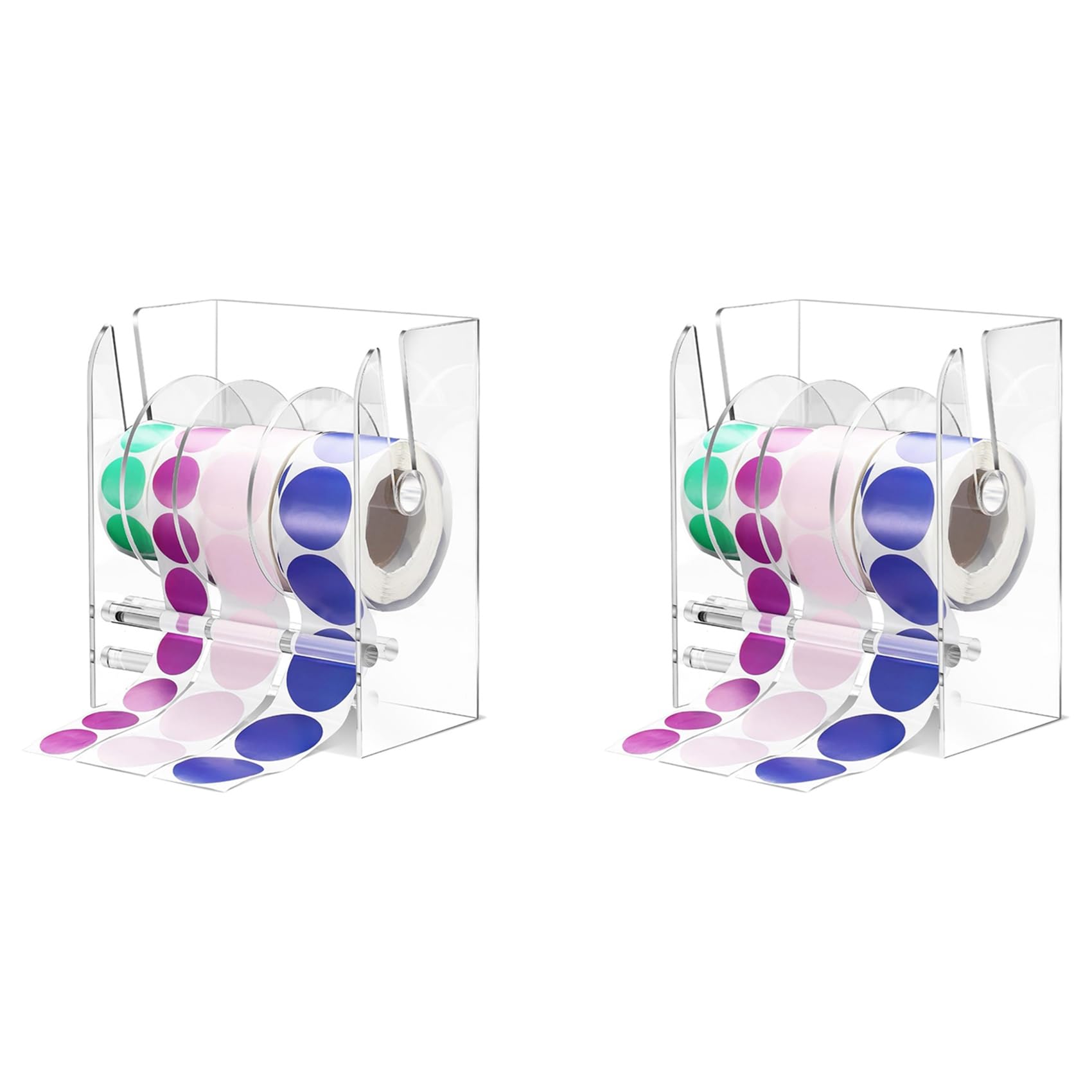 2X Verstellbarer Etikettenspender, Acryl-Aufkleberrollenspender, Aufkleberrollenhalter, Transparente Etikettenhalter, Aufkleberhalter, 4 Scheiben