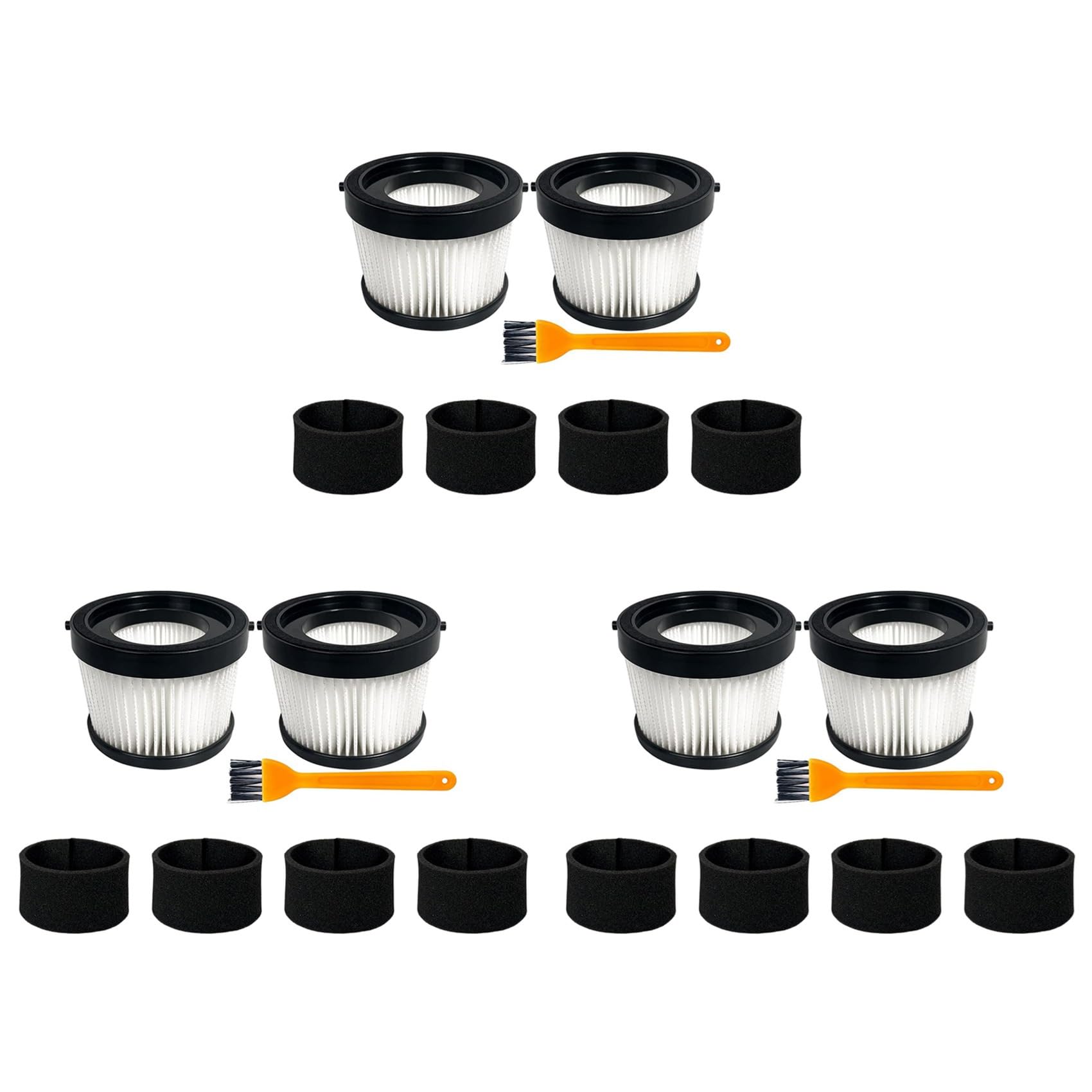 Hndhbfgrt 6Pcs DCV5011H HEPA Filter for DCV501HB Cordless Handheld Vacuum, with 12 Foam Sleeve Filters & 3 Brush
