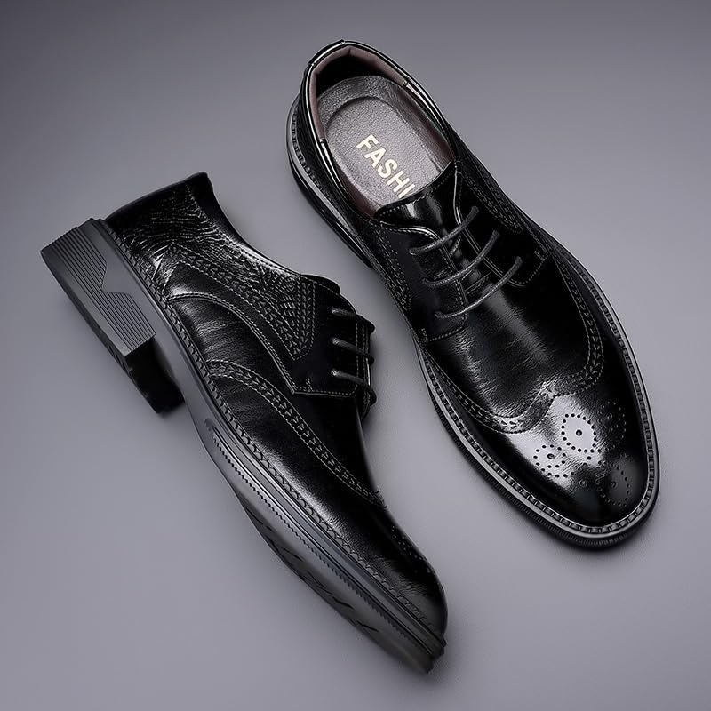 Men's Comfort Orthopedic Dress Oxford Shoes Synthetic Leather Lace-up Brogue Low Top Breathable Working Shoes4