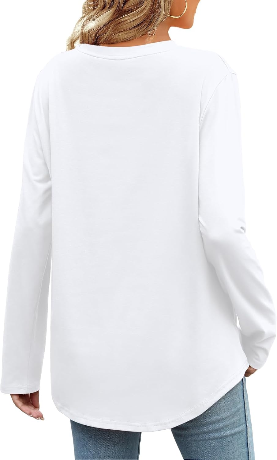 Elesomo Womens Shirts Casual Crew Neck Short/Long Sleeve Tunic Tops Tees - Image 2