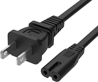 2 Prong Power Cord Cable Fit for TCL Roku LED LCD HD TV Smart Insignia Hisense Sharp Samsung Sony PS4 PS3 Playstation,ION Tailgater Speaker, Wireless Bluetooth Speaker Rechargeable