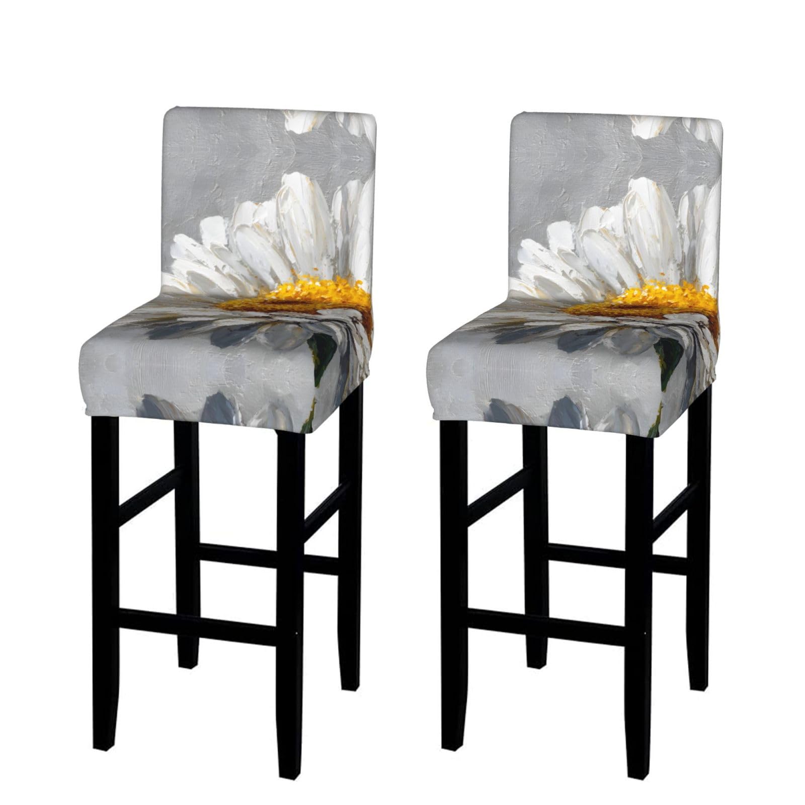 WXWJSHMGC French Country Daisy Print Bar Stool Covers Stretch Counter Height Chairs Covers