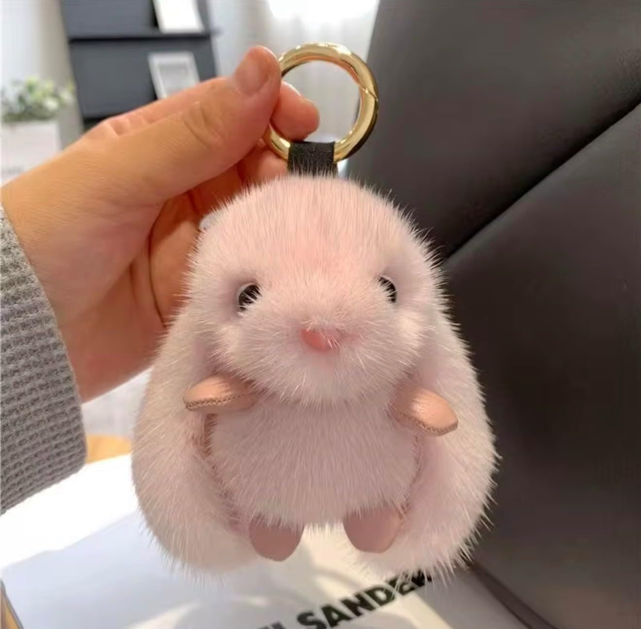 Fluffy Rabbit Faux Fur Pom Pom Bunny Keychain, Bag Charm Pendant, Car & Key Accessory, Collectible Gift image 4