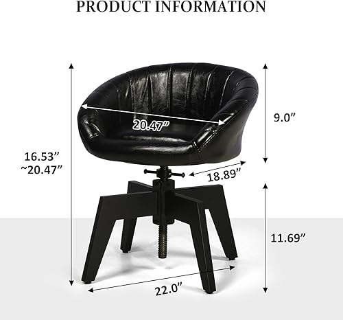 Miniatura 3 de Sofá de ocio individual, Asiento de escritorio giratorio ajustable para oficina en casa, Cuero acolchado con patas de metal, Muebles de diseño de