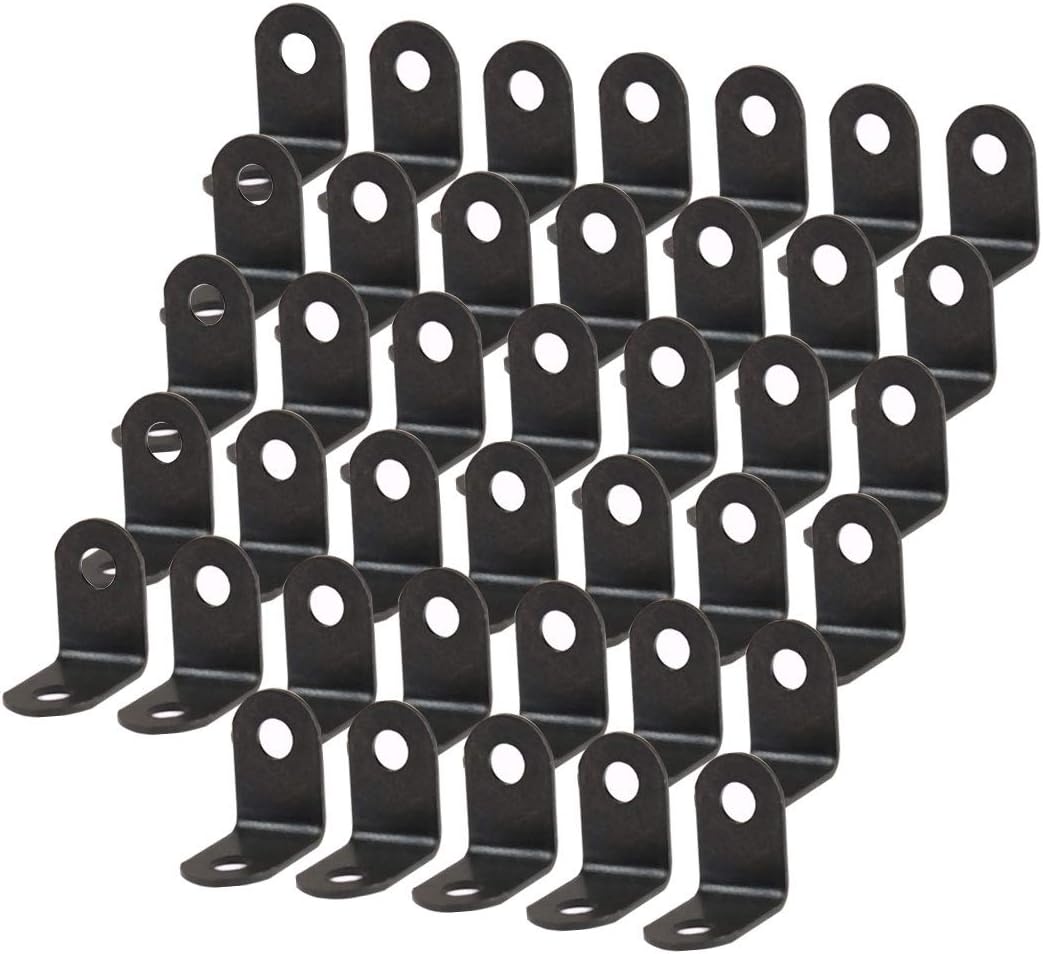 uxcell 40pcs Angle Bracket Metal 12x12mm Black Corner Brace Fastener L Shaped Right Angle Brackets Corner Protector Shelf Support with Screws for Furniture