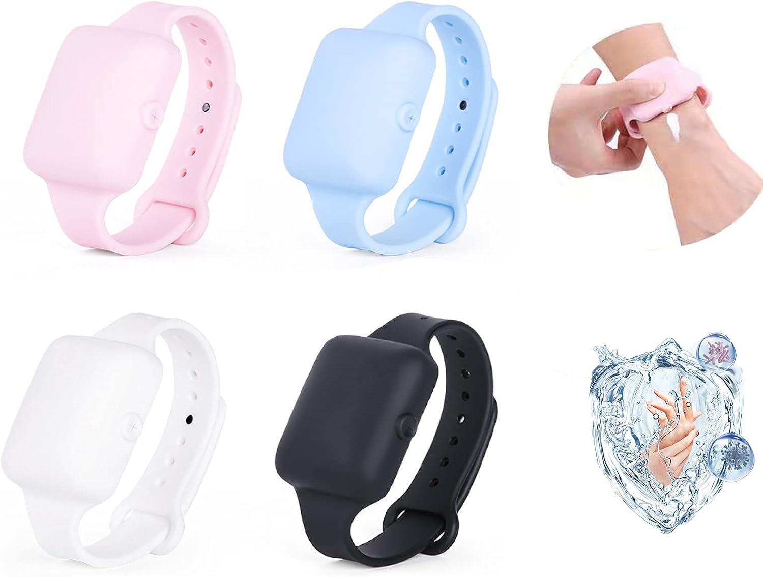 Hand Sanitizer Bracelet Wristband Hand Sanitizer Dispenser Wearable Hand Dispenser Bracelet Sanitizing Wristband for Kids and Adults, 4 Count (Pack of 1)