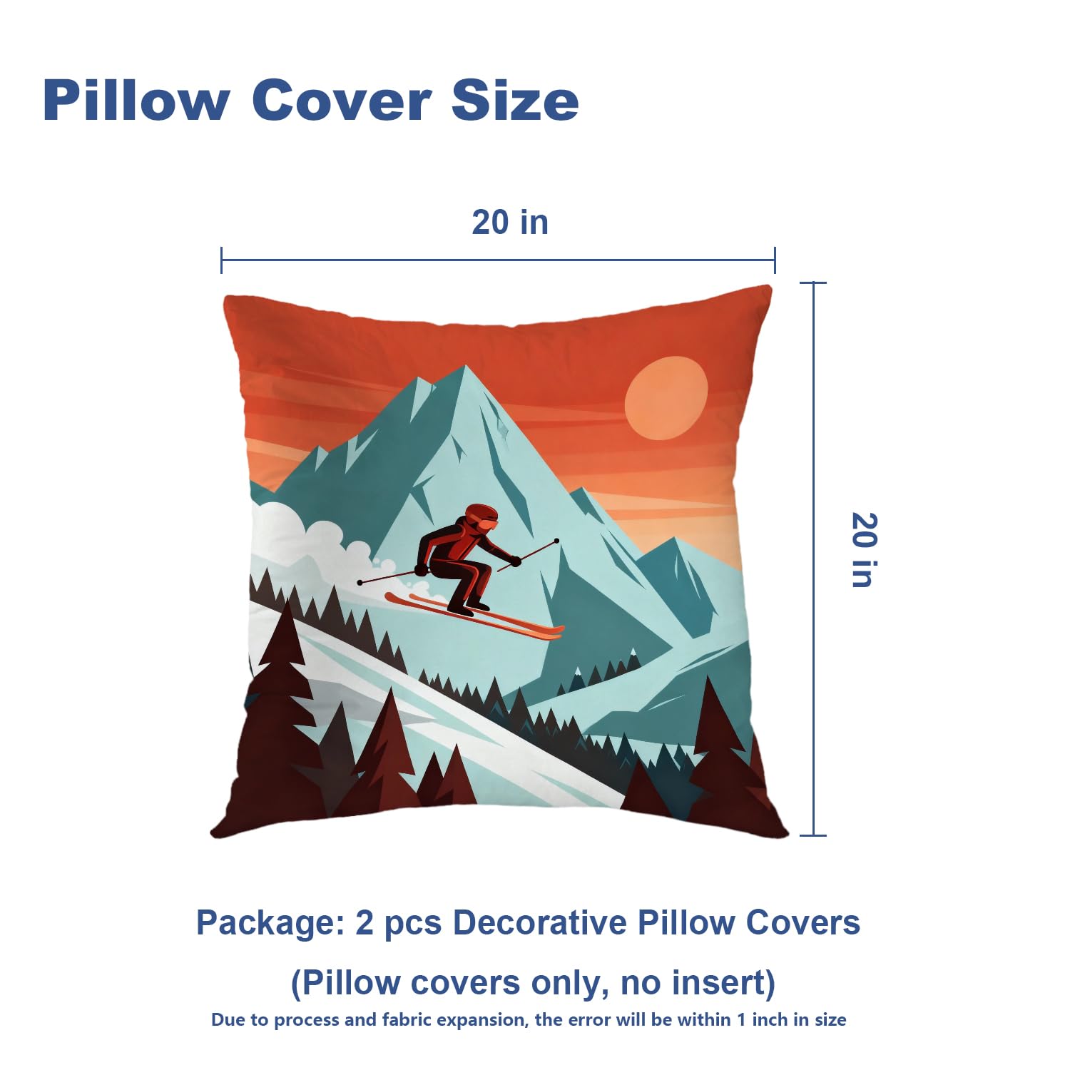 Amazon.com: Batmerry Ski Mountain Blue Decorative Pillow Covers
