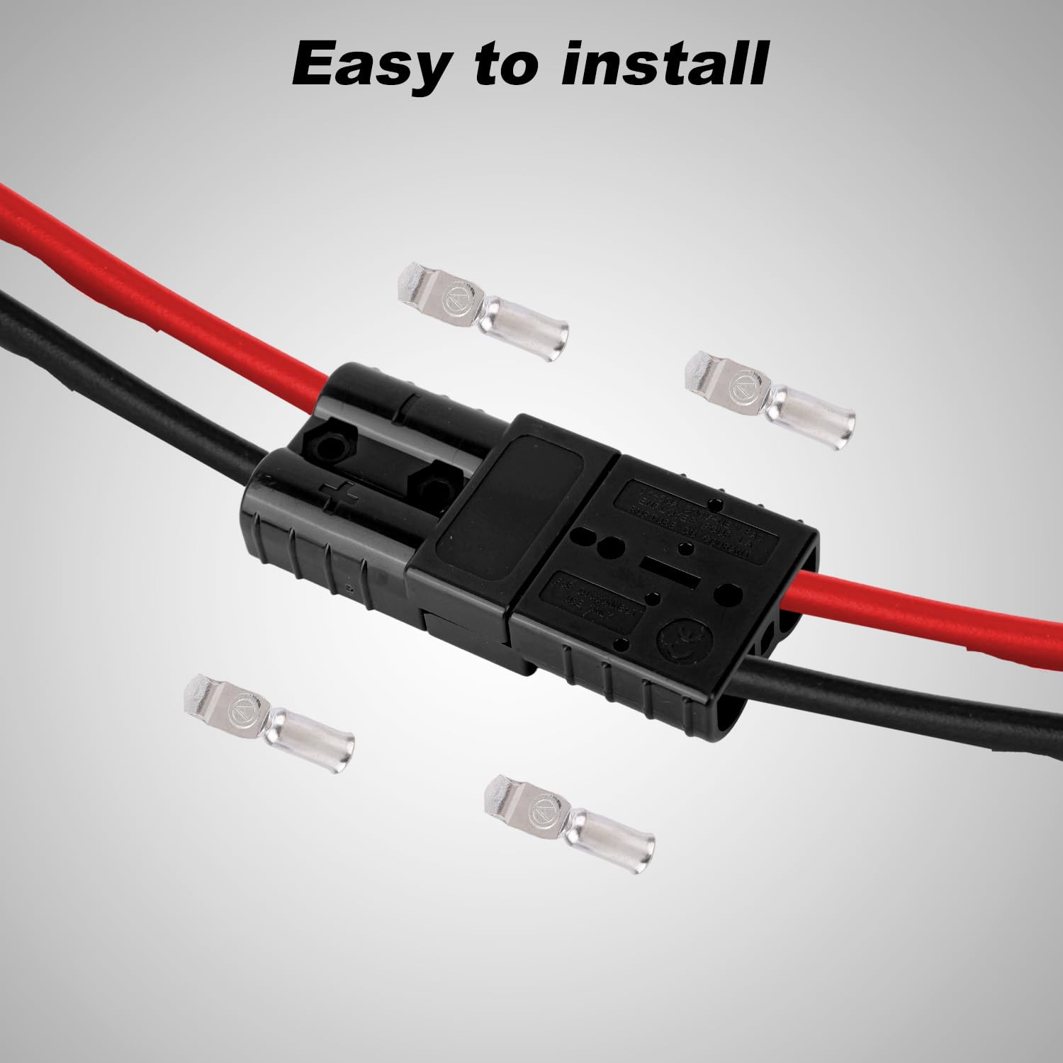 2pz Connettori Rapidi per Cavi da 50A con Supporto e Tappo, 12-6 AWG Connettore Rapido Batteria 12V-36V Spina SB50 Impermeabile per Auto Camper Verricello Barca Rimorchio ATV (Nero)