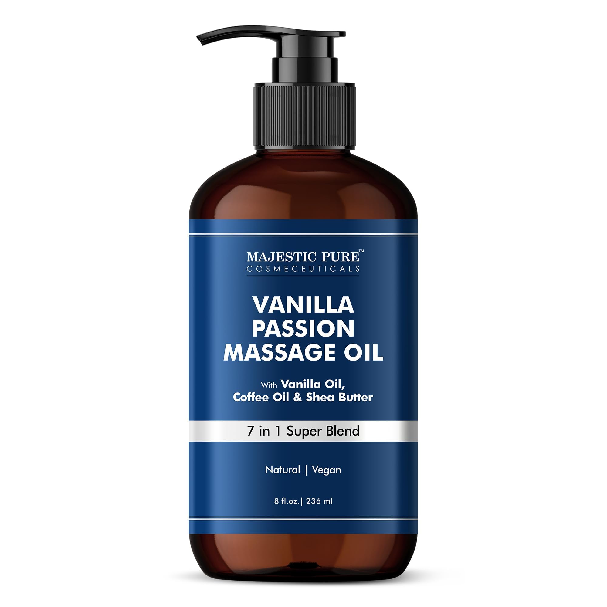 MAJESTIC PURE Vanilla Passion Massage Oil for Massage Therapy - Refreshing, and Relaxing - Natural Oils with Vanilla Oil, Coffee Oil & Shea Butter - for All Skin Types - Men and Women - 8 fl oz