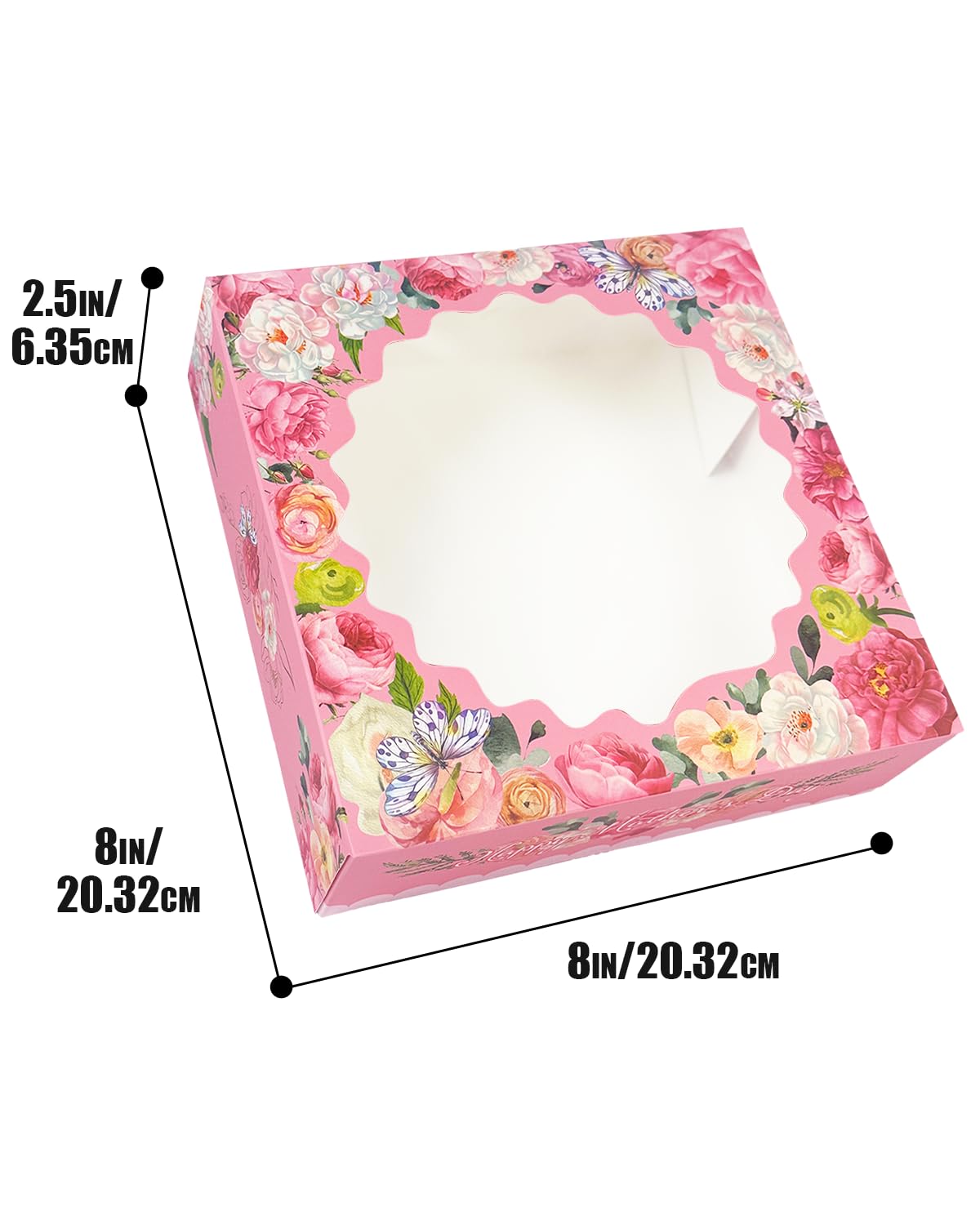 qiqee Lot de 30 boîtes à biscuits pour la fête des mères avec fenêtre - 20,3 x 20,3 x 6,3 cm - Boîte à pâtisserie pour la fête des mères
