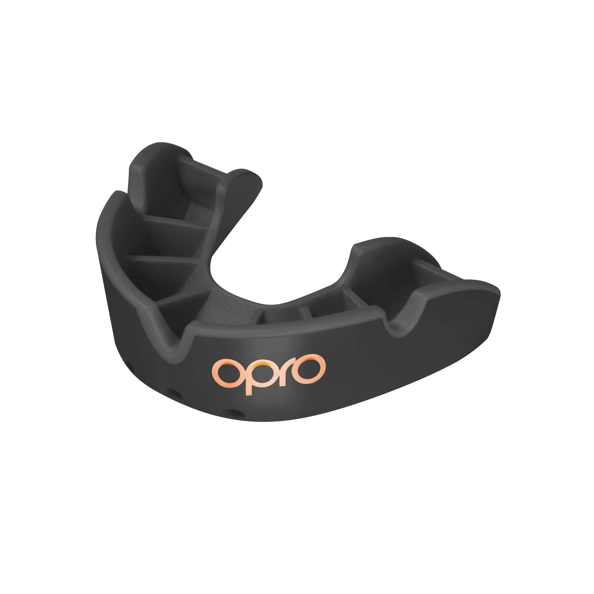 Opro Bronze Training Level Adult and Youth Sports Mouthguard With Case, Gum Shield for Hockey, Lacrosse, Rugby, MMA, Boxing and Other Contact and Combat Sports (Black, Youth)