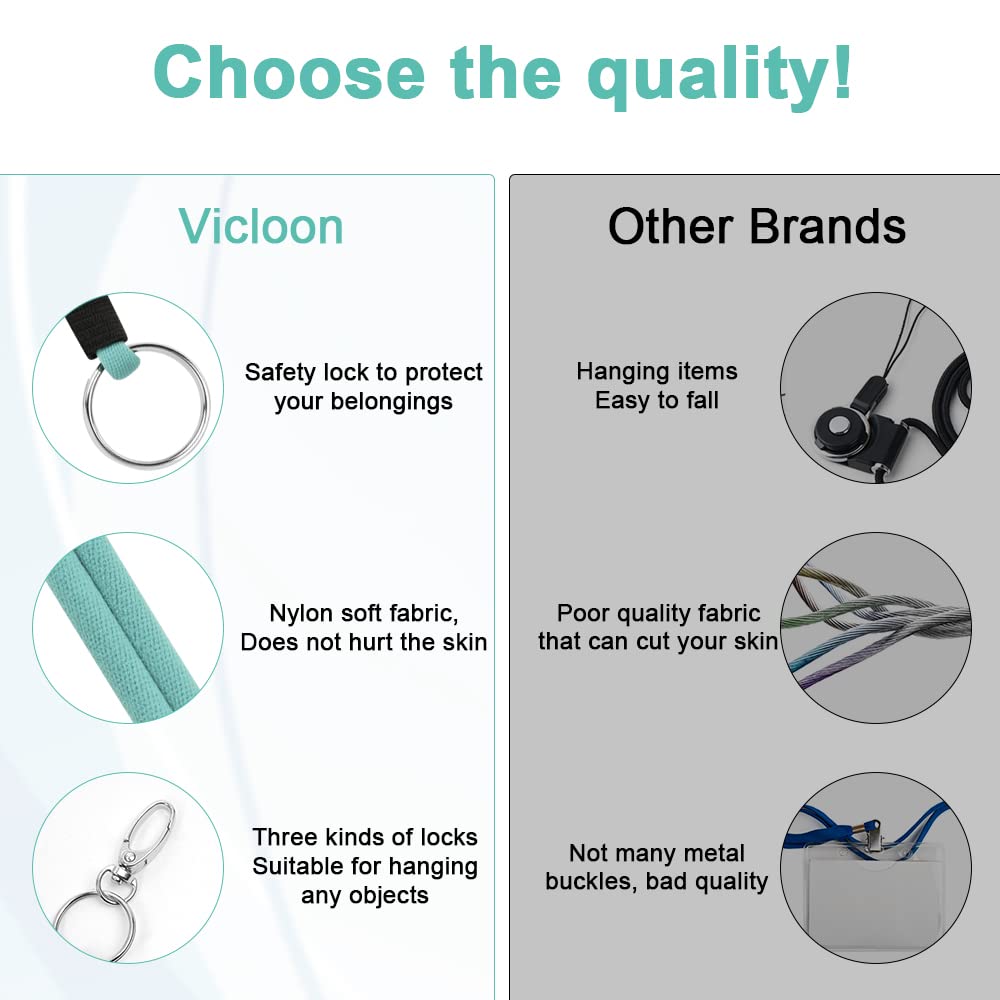 Vicloon Portachiavi Collo Staccabile Cordino Porta Badge Cinturino Polso Laccetto Fibbia Sgancio Sicurezza Neck Lanyard Strap Verde 2Pcs