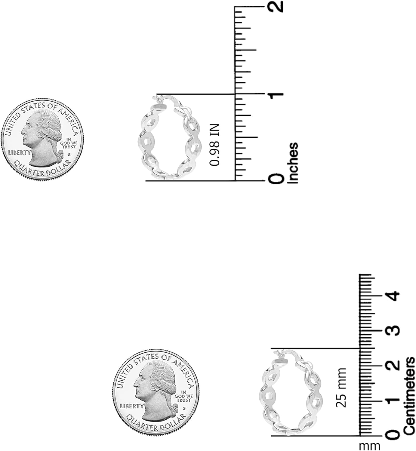 Charmsy 925 Sterling Silver Hoop Earrings for Women | Small Love Link Click-Top Hoop Earrings for Women - Image 4