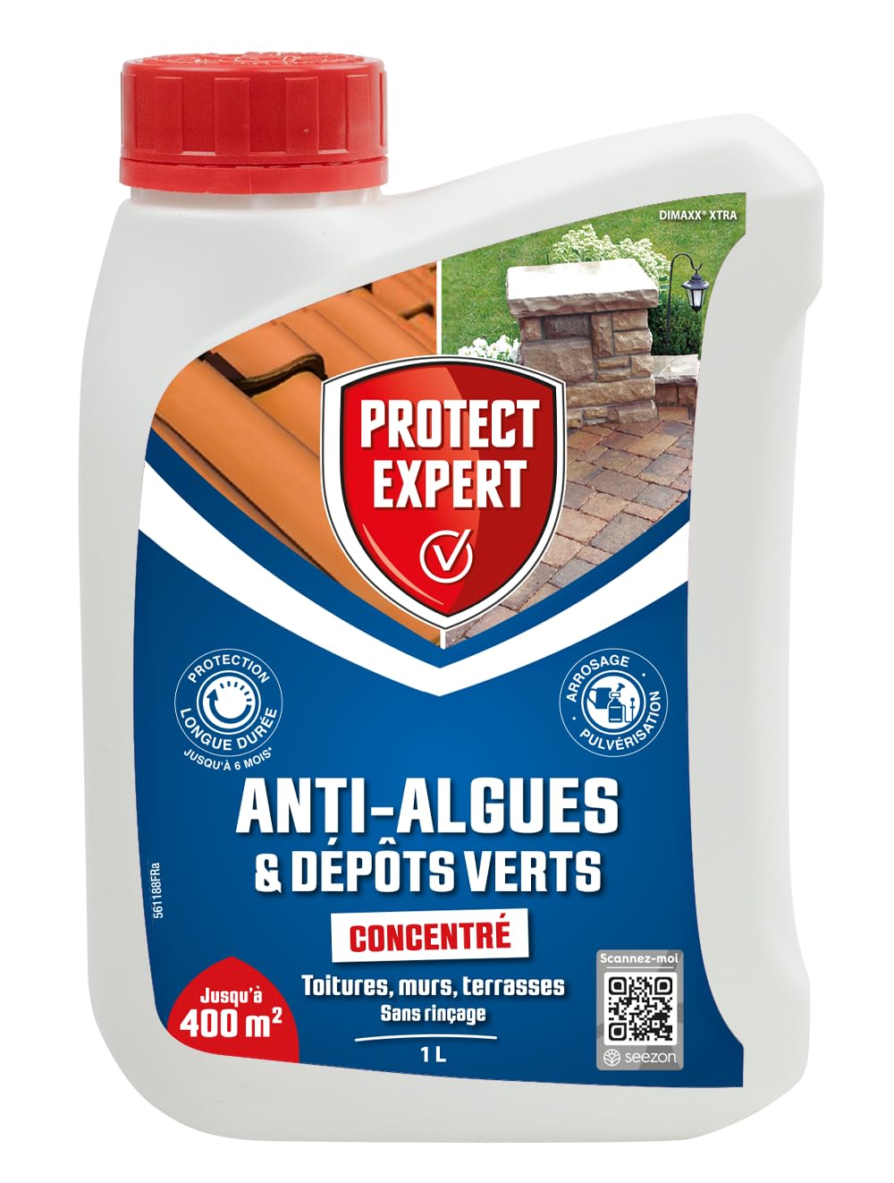 Anti algues toiture mur terrasse Protect Expert nettoyant dépôts verts 1L