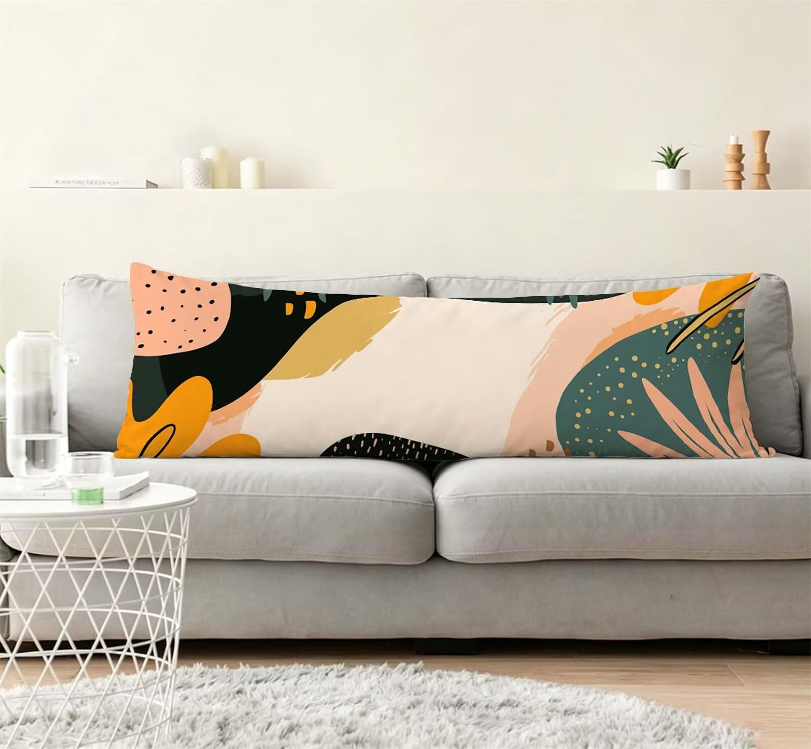 Fodera Cuscino 50 x 150 cm, Nordic-8 Lino Cuscini per Divano Letto, | con Invisibile Cerniera, Morbida e Traspirante, per biancheria da letto, divano, hotel, chi dorme sul fianco Fiore j-23