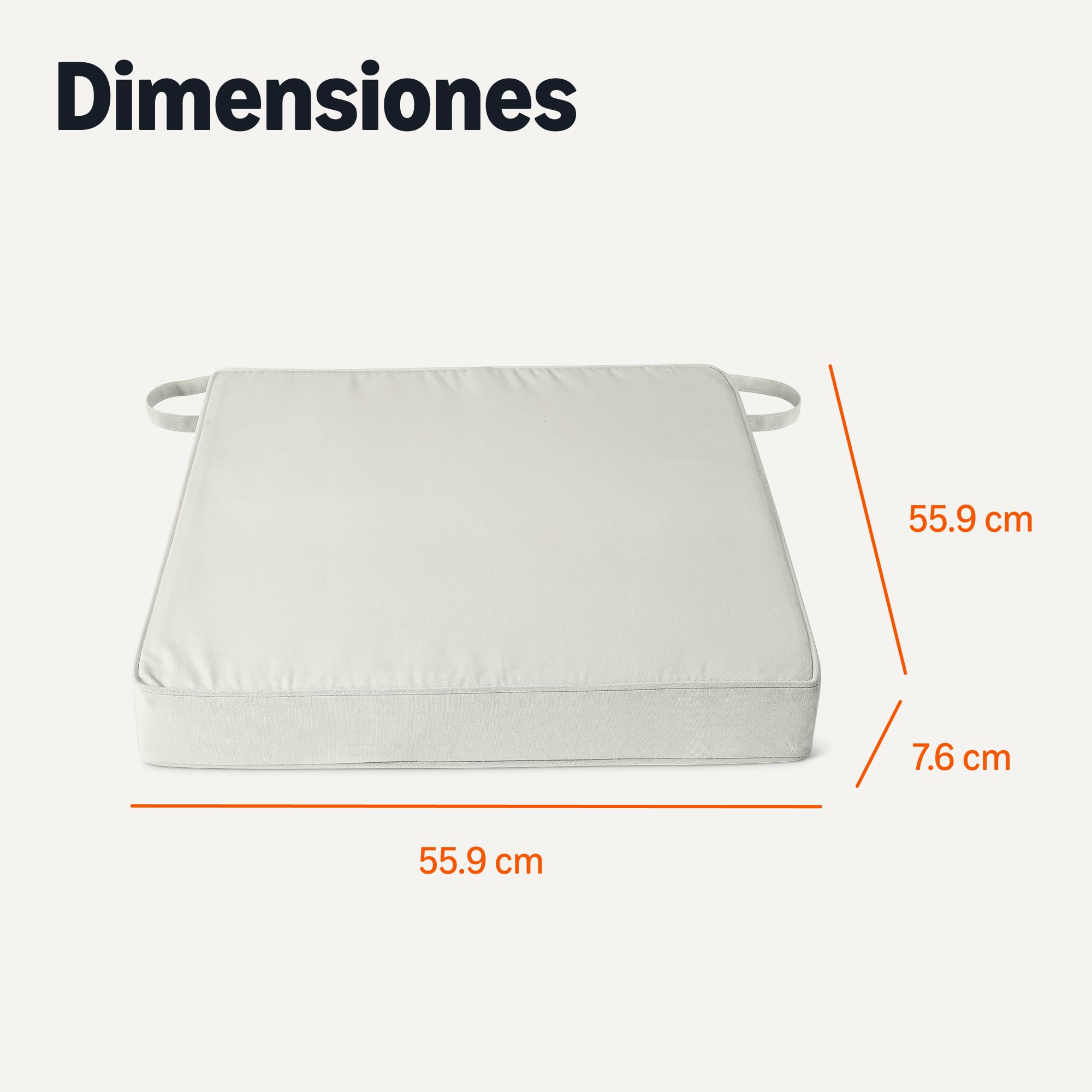 Amazon Basics Cojín para Silla Exterior. 55.8 x 55.8 x 7.6 cm. Beige. Paquete de 2