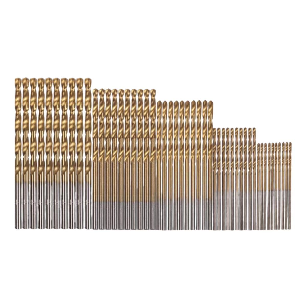 50-Piece HSS Titanium Coated Twist Drill Bit Set for Wood, Plastic, Copper & Aluminum (1-3mm)