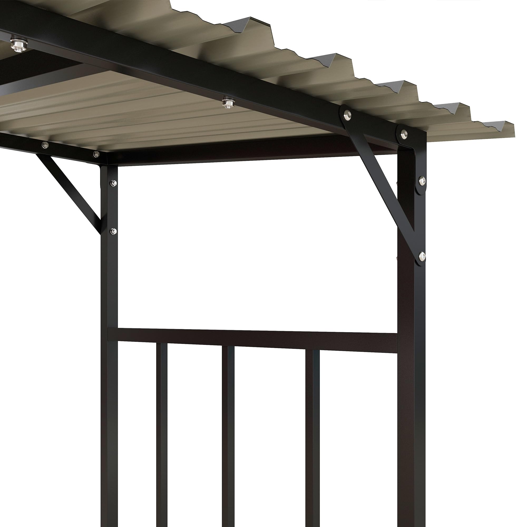 Outsunny Estantería exterior para leña de chimenea, 1,17 m³, con cubierta de metal, capacidad de carga 100 kg, acero, 186 x 75 x 185 cm, color negro