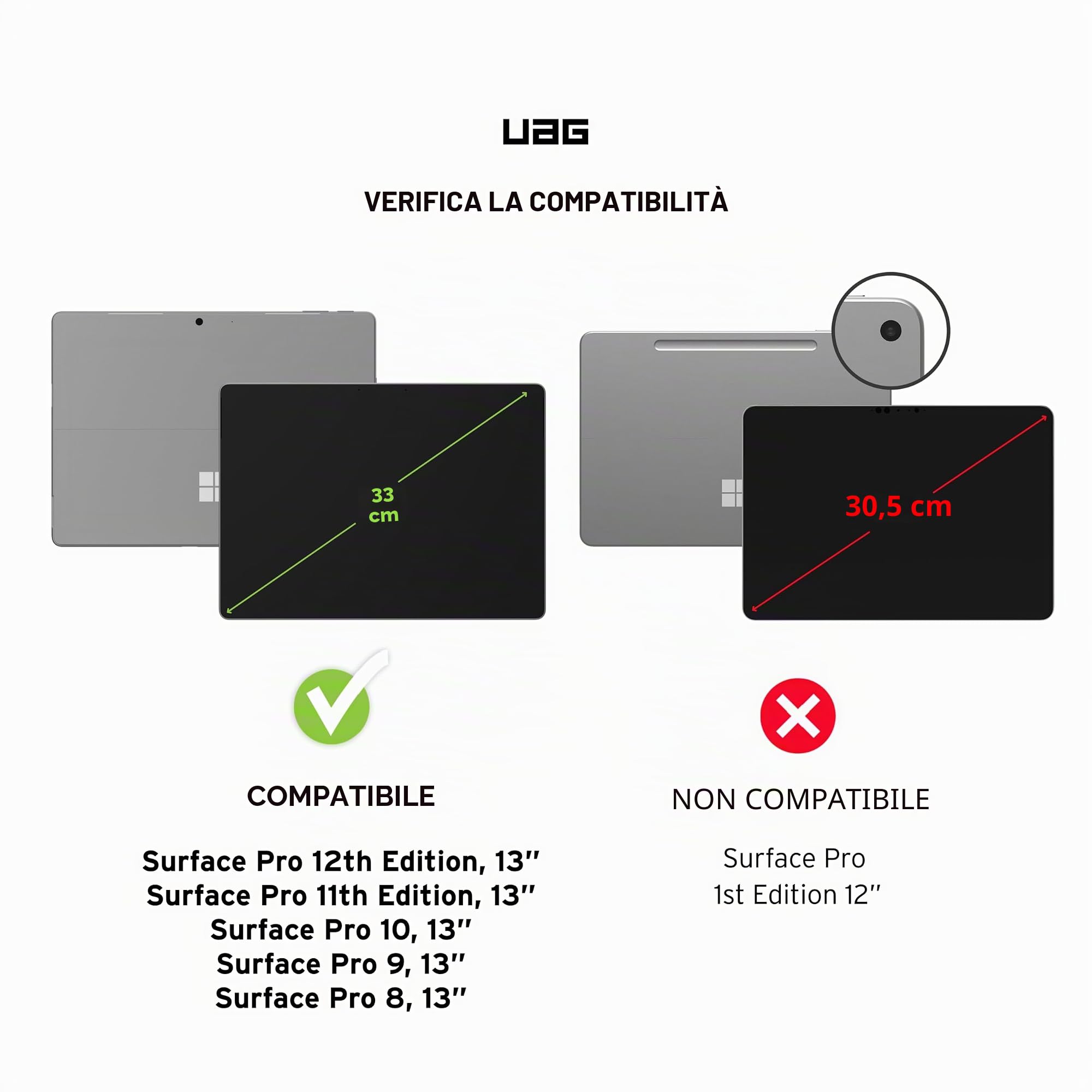 URBAN ARMOR GEAR Plasma Healthcare Custodia Surface Pro 11/10/9 | Cover robusta per tablet con cinturino girevole a 360°