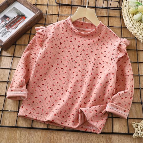 Baby Toddler Girl Long Sleeve Print Blouse Solid Color Basic Loose Casual Tee Tops Little Girls Ruffle Cuffs2