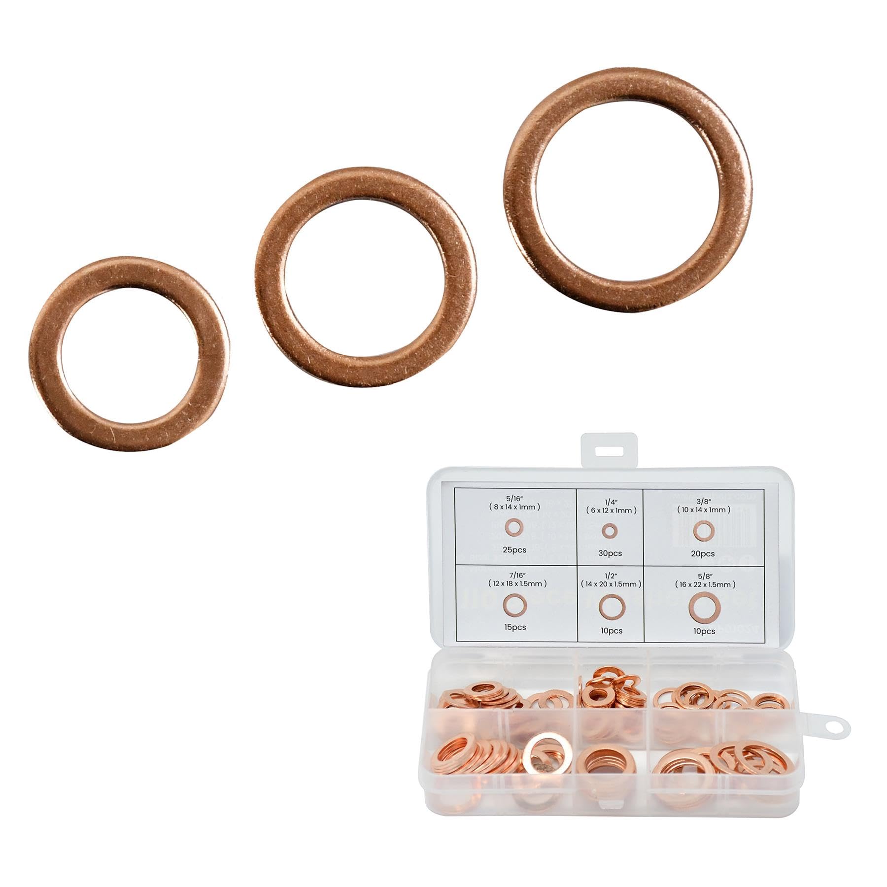 Dapetz ® Imperial Washer Set Assorted Sizes 6 Different Sizes in Clear Storage Box Perfect for Electrical Connections Plumbing and DIY Projects 110 PCS - Image 4