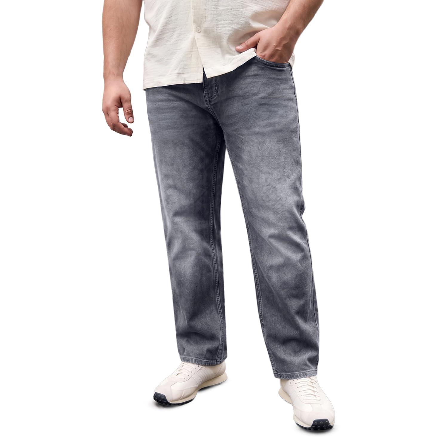 urbano plus Men's Relaxed Fit Washed Denim Jeans Non-Stretchable-picture-16