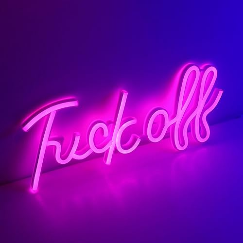 Miniatura 9 de WIOSOUL Letreros de neón con texto en inglés "Fuck Off", letras rosas para decoración de pared, palabras, letrero de barra de neón, letrero de barra