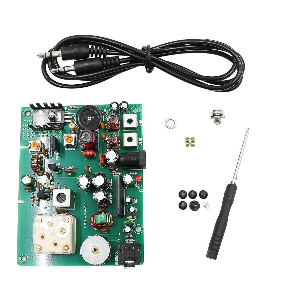 Ticha Kit trasmettitore AM, trasmettitore radio a onde medie regolabile 530-1600 KHZ fai da te per esperimenti scolastici, 20-500 MW, antenna da 2-5 m, ingresso audio da 3,5 mm, materiale PCB