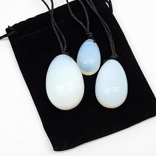 Miniatura 8 de MYMEO Juego de huevos Yoni de piedra de jade de 3 piezas de huevos de masaje de cuarzo rosa natural, reparación de bolas, cuidado de ejercicios