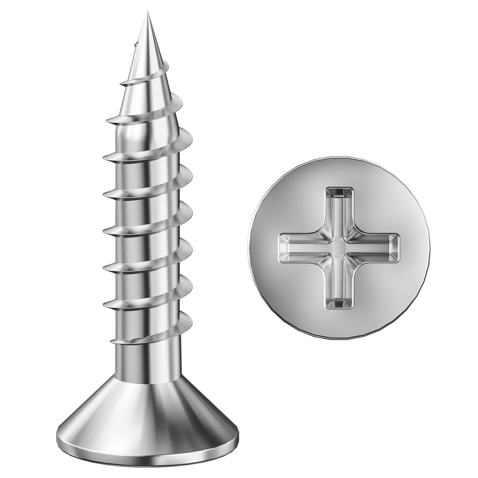 Wensilon (600Pcs) #6x3/4 Wood Screw Quick Metal Self Tapping Flat Head 304 Stainless Steel