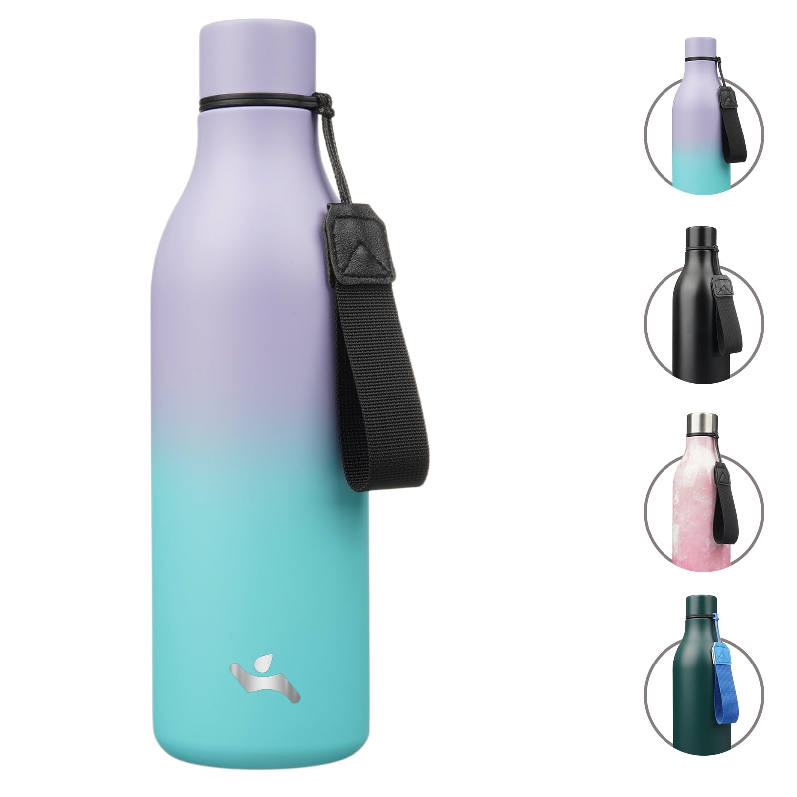 Konokyo 25 oz Insulated Stainless Steel Metal Water Bottle with Strap | BPA-free, leak-proof, dishwasher-safe reusable bottle with strap for gym, school, hiking, outdoor travel &amp; hydration