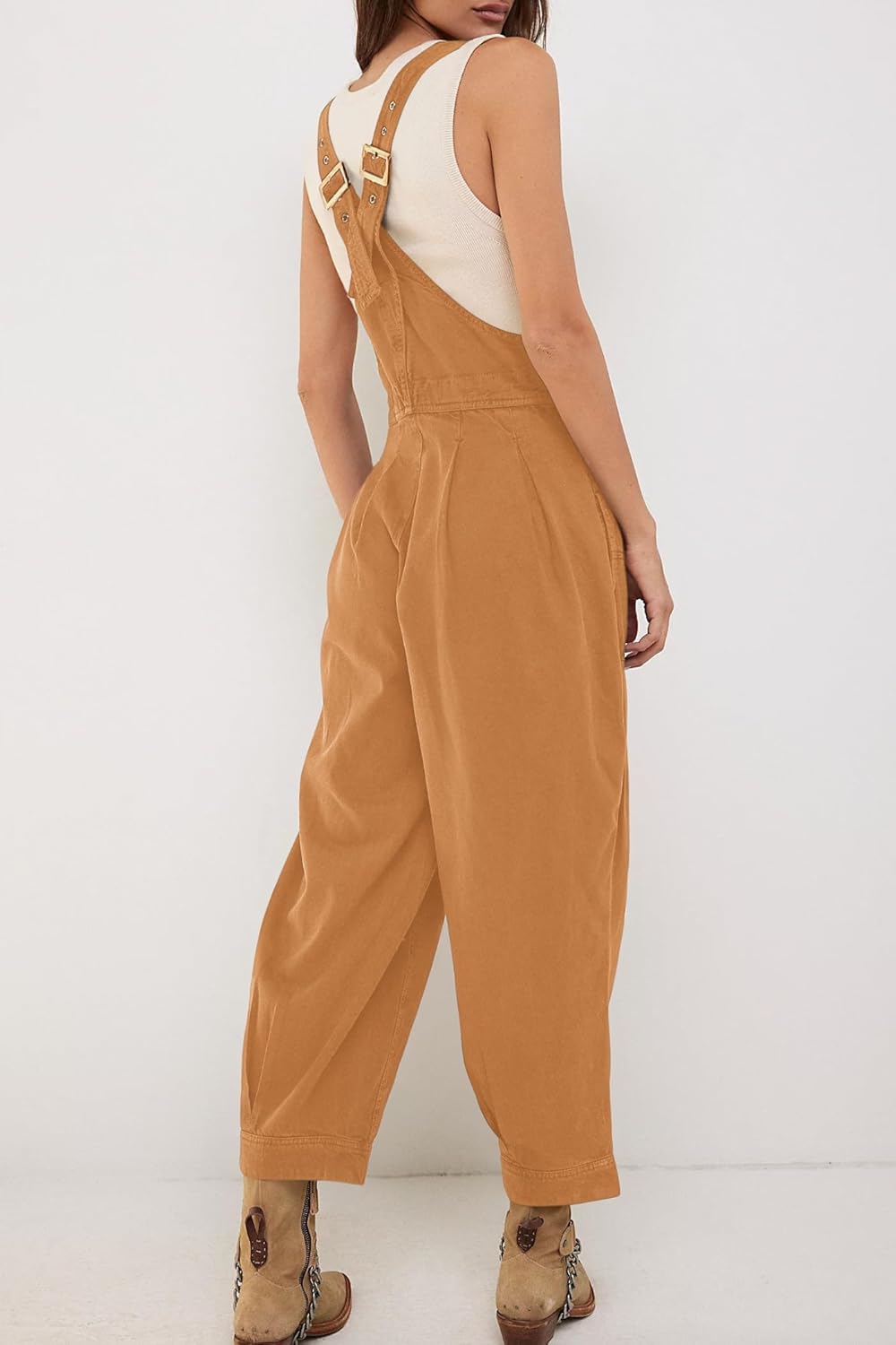 Womens Casual Adjustable Bib Overalls Denim Tapered Romper Jumpsuit with Pockets Cotton Comfort Fit Overall Pants - Image 4