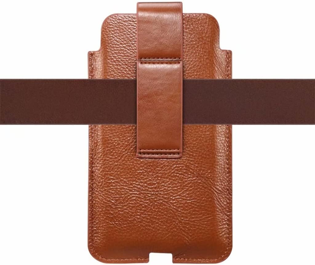 Leather Case Ultra Thin Soft Mobile Phone Waist Belt Clip Bag Men Vertical for Smartphones (Color : Brown Size : Size A (6.1 Inch)) (Black Size A (6.1 Inch))