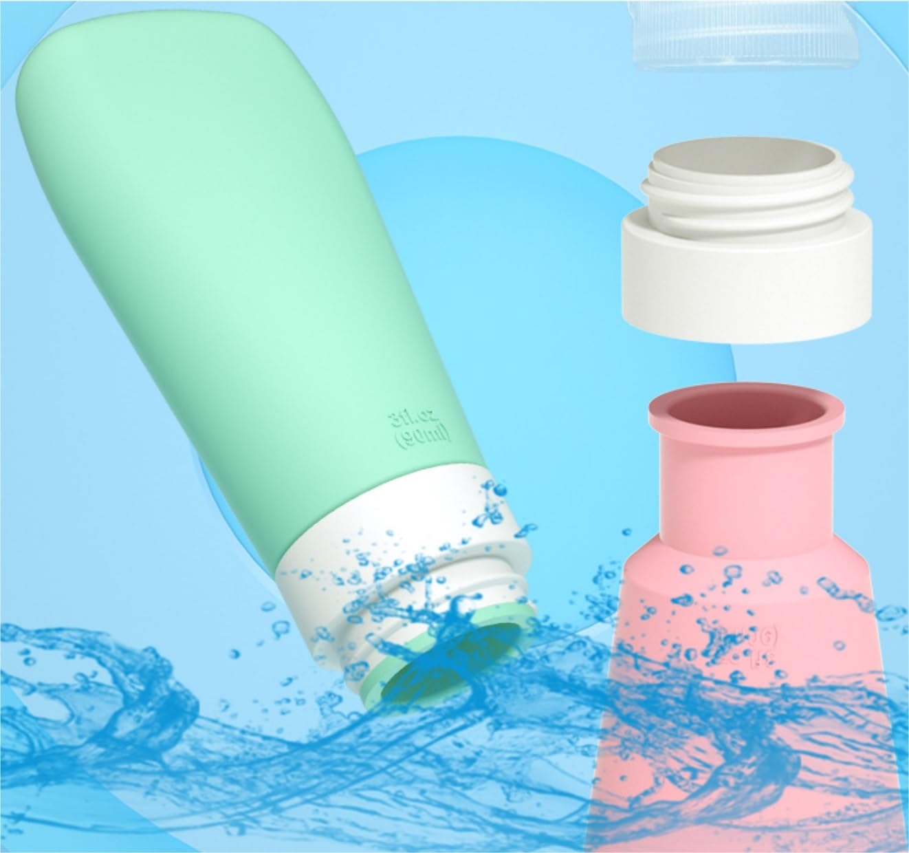 Quetschflasche 6 Stück Silikon-Flasche, Tragbar, for Zuhause, Reisen, Set, Gesichtsreiniger, Kosmetik, Lotion, Aufbewahrungsflasche, Quetschflasche Geschirr(Grün,30ml)