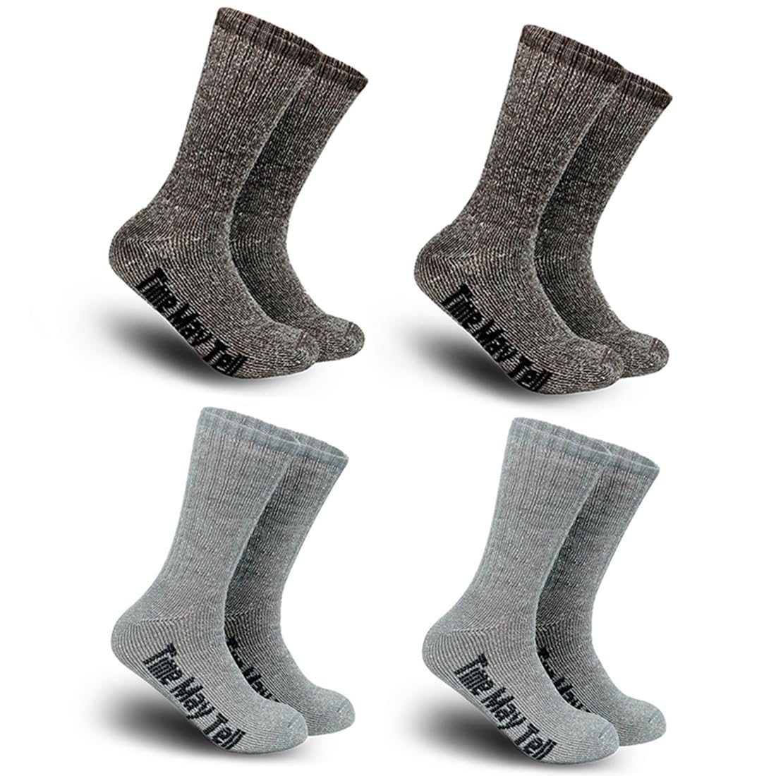 Time May Tell Mens Merino Wool Hiking Cushion Socks Thermal Warm Crew Winter Boot Socks Pack (2/4 Pair,6-13 Size)