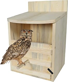 Big Owl House,Screech Owl House,Owl Nesting Box Owl Bird House,Barn Owl Box Owl Boxes for Outside with Mounting Screws, Instructions,Video Teaching, Easy Assembly Required
