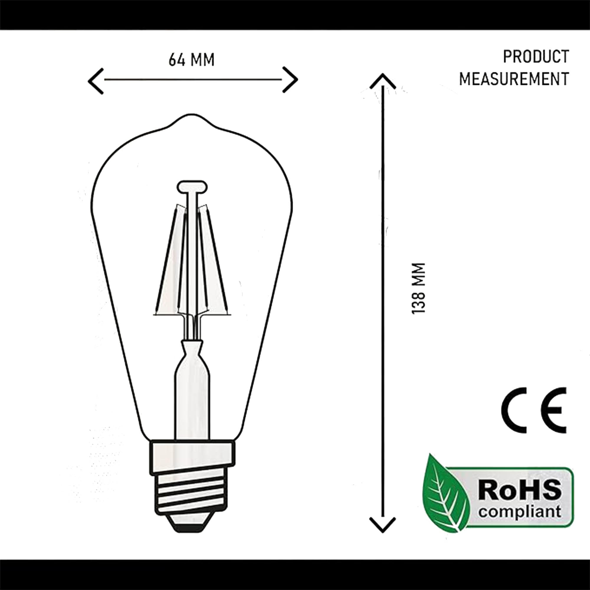10er Pack E27 LED Edison Dimmbar Vintage Bernsteinglas Warmweiß 2700K Glühbirnen Ideal für Heimdekoration, Pendelleuchten, Kronleuchter, Restaurant- und Barbeleuchtung Bernsteinlicht