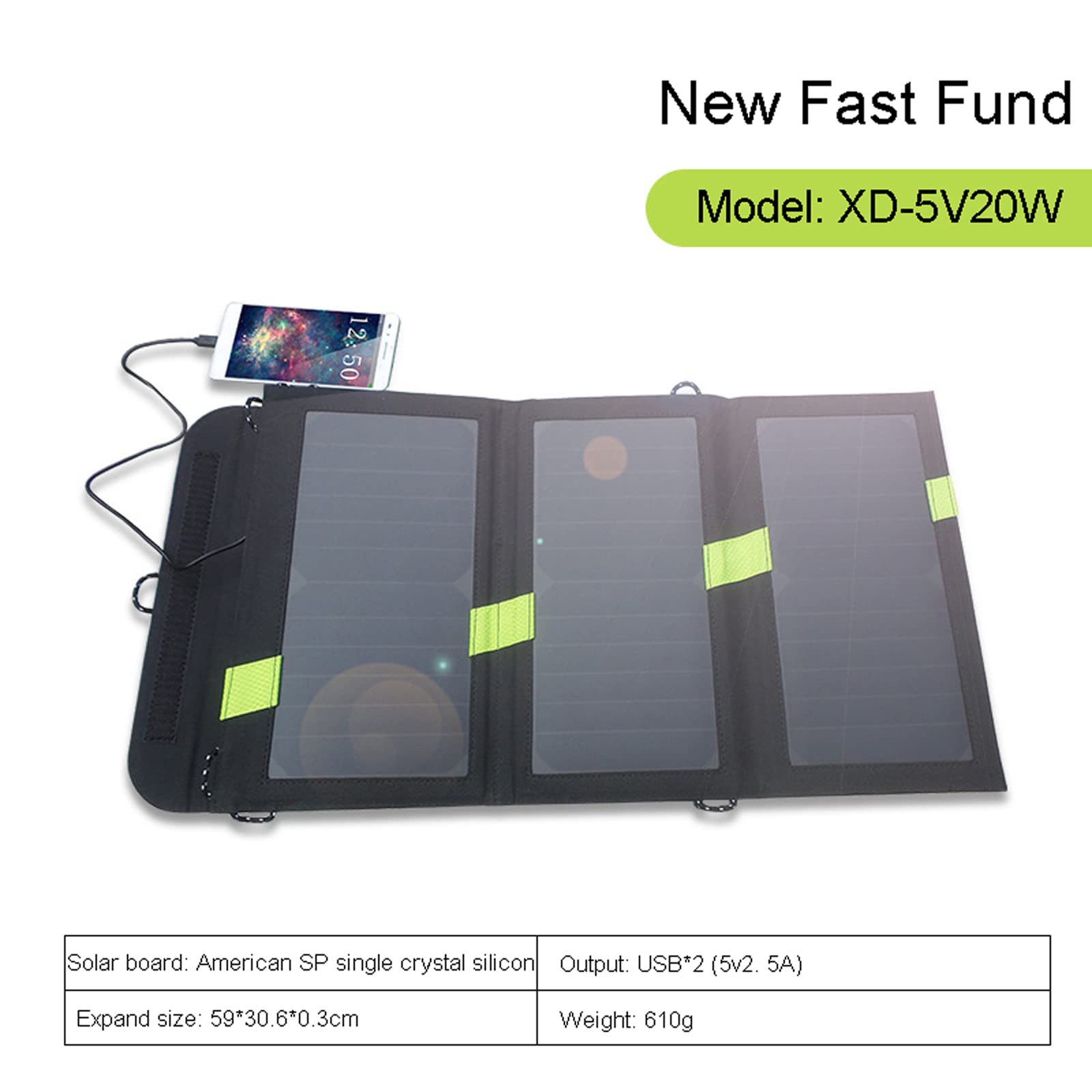 Panel Solar Portatil Placas Solares PortatilesPuertos USB Panel Solar Portátil Impermeable para Teléfonos Móviles,Tabletas y Otros Dispositivos Digitales(Size:21W)